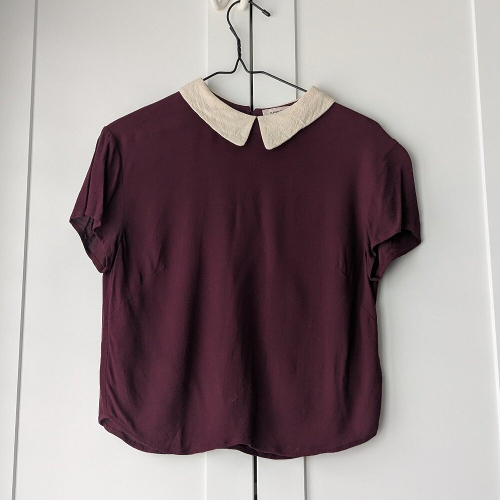 Aritzia Sunday Best Burgundy Patterson Blouse